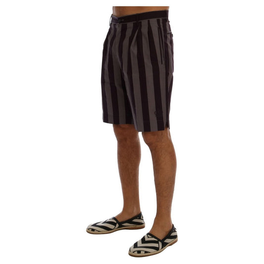 Casual Striped Cotton Shorts