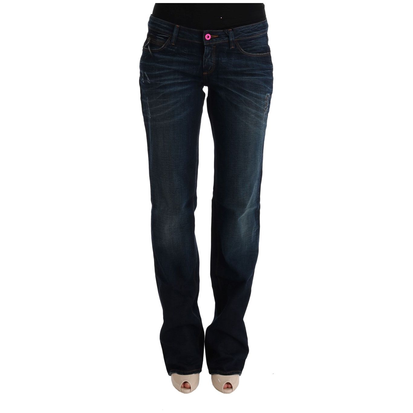 Elegant Blue Regular Fit Cotton Jeans