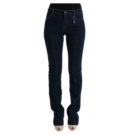 Chic Flared Cotton Jeans in Blue