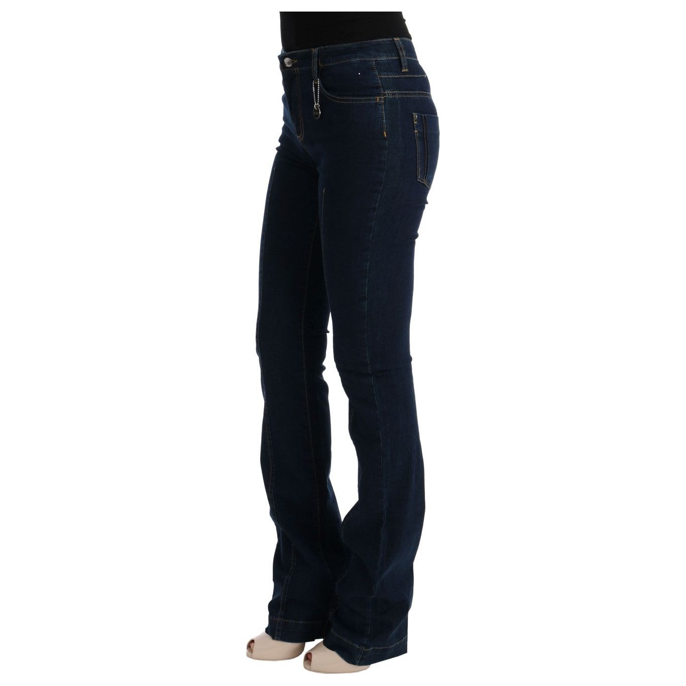 Chic Flared Cotton Jeans in Blue