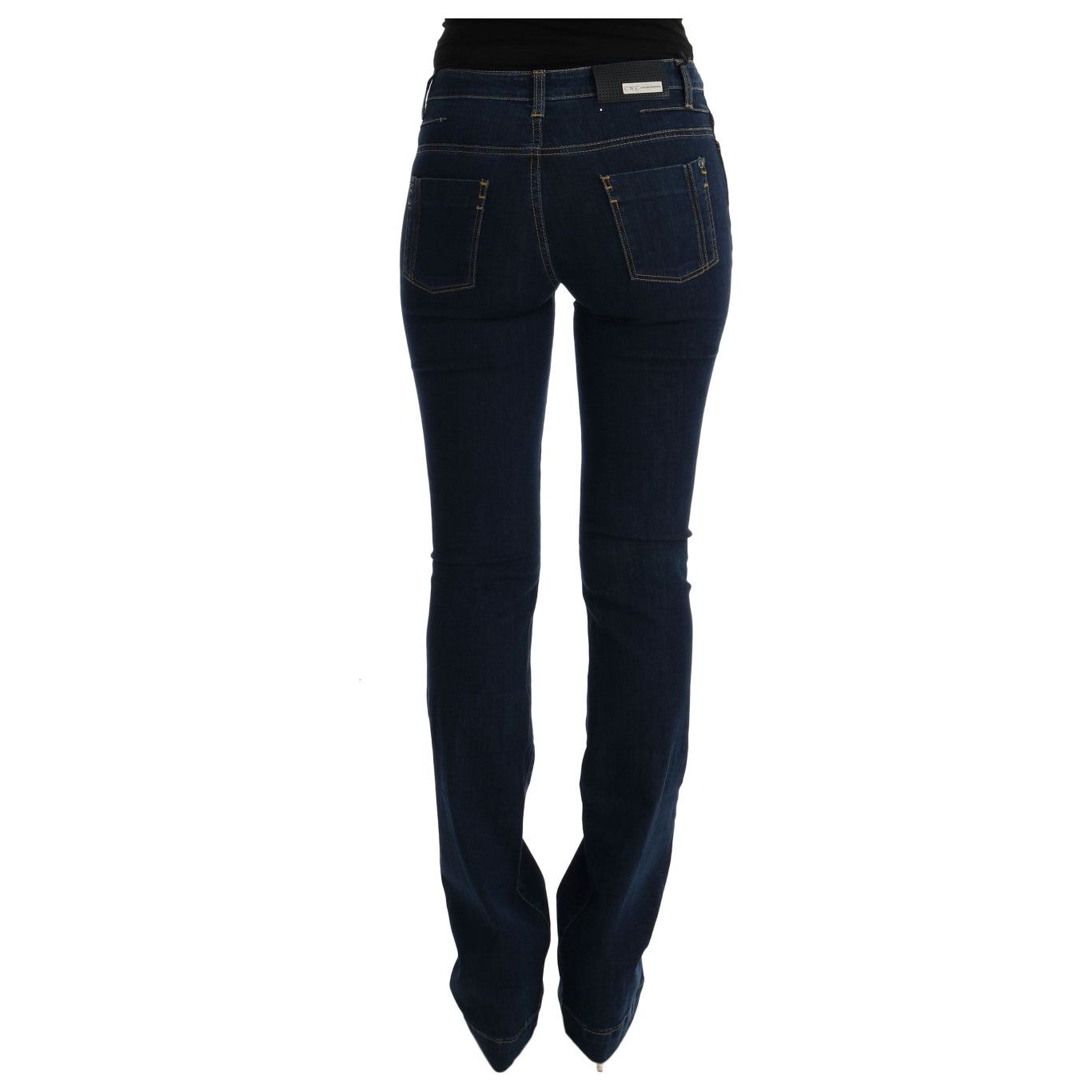 Chic Flared Cotton Jeans in Blue