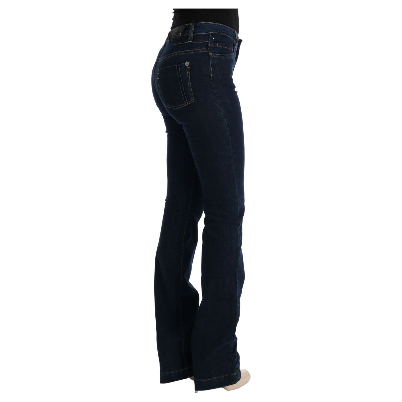 Chic Flared Cotton Jeans in Blue