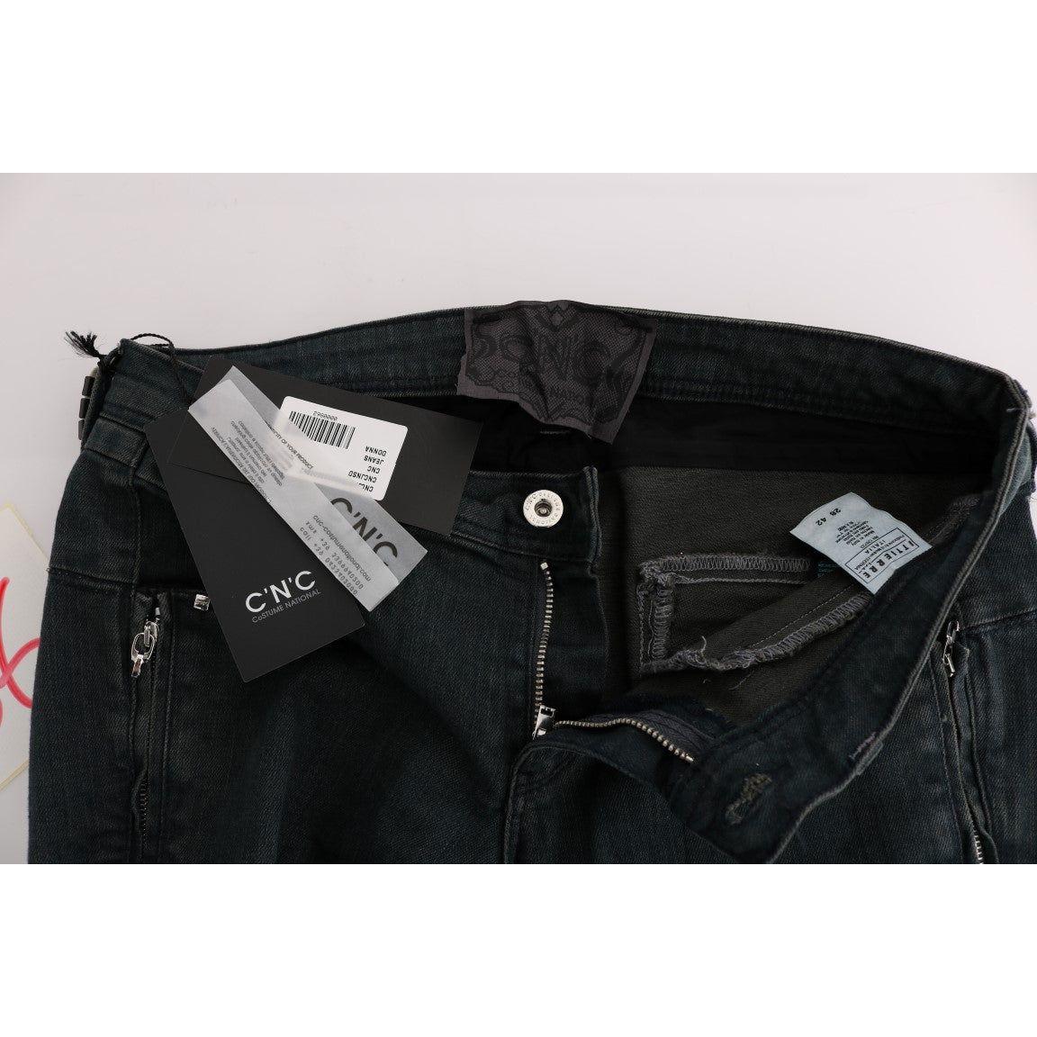 Costume National Gray Cotton Superslim Denim Jeans