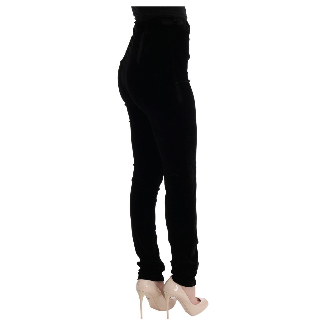 Ermanno Scervino Sleek High-Waist Black Trousers Jeans & Pants black-velvet-slim-fit-pants