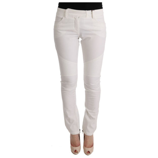 Chic White Slim Fit Cotton Pants