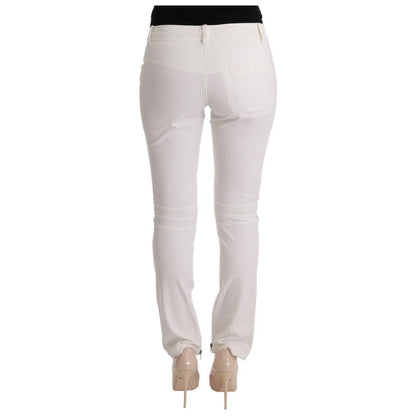 Ermanno Scervino White Cotton Slim Fit Casual Pants