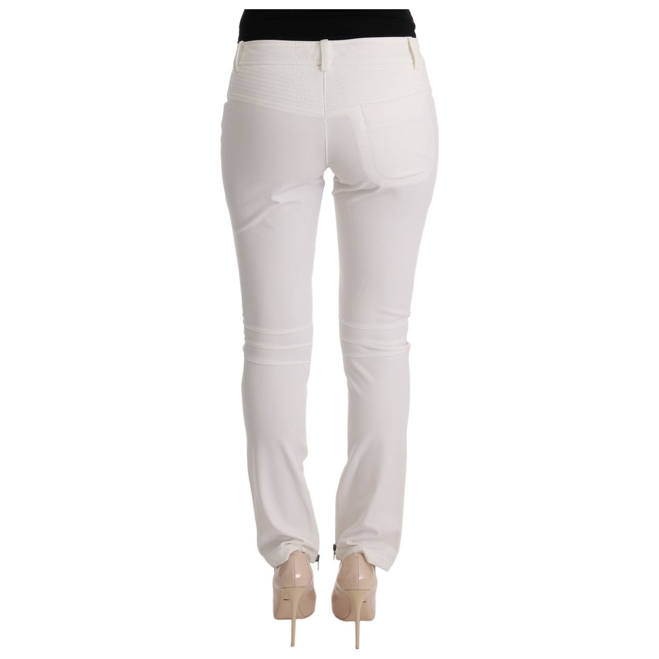 Chic White Slim Fit Cotton Pants