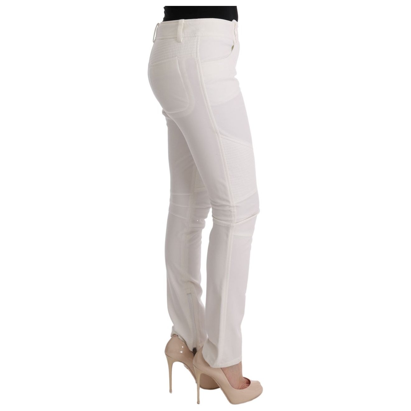 Chic White Slim Fit Cotton Pants