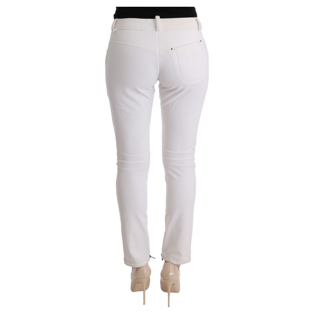 Chic White Slim Fit Cotton Pants