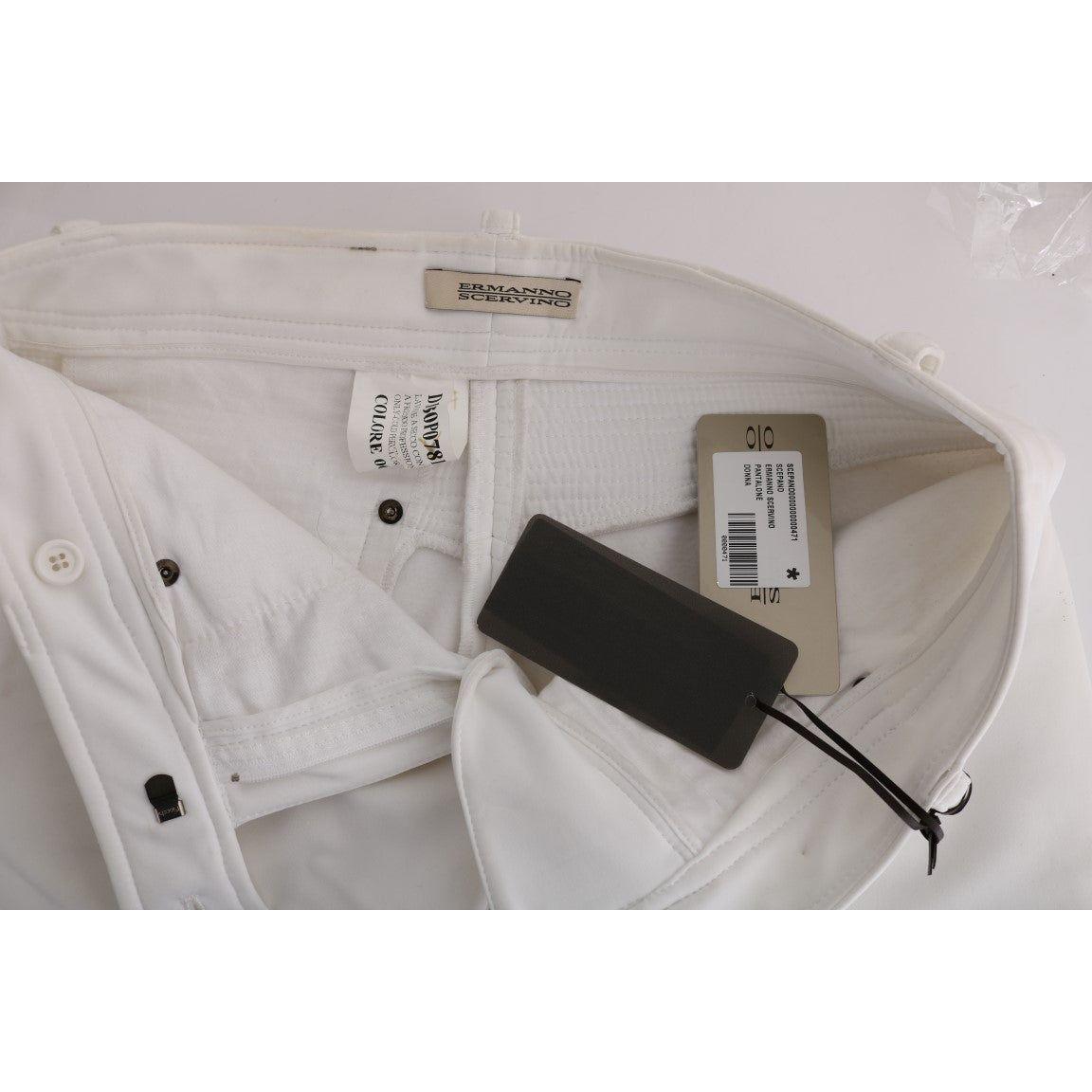 بنطلون قطني أبيض أنيق بقصة ضيقة من Ermanno Scervino