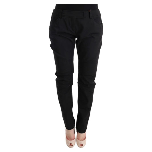 Sleek Black Cotton Slim Fit Pants