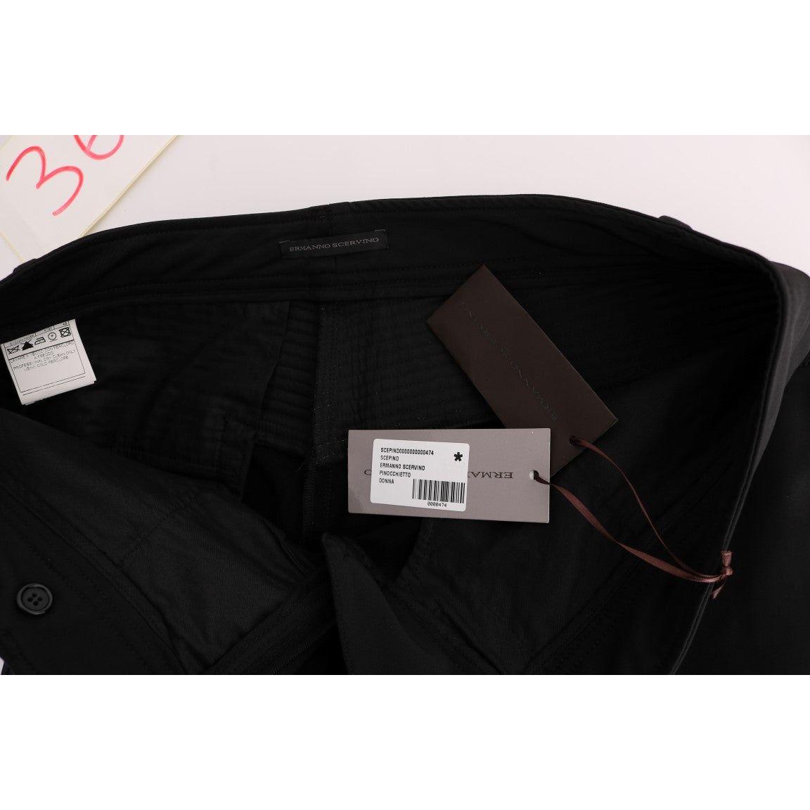 بنطلون بقصّة ضيّقة من القطن باللون الأسود من إيرمانو شيرفينو