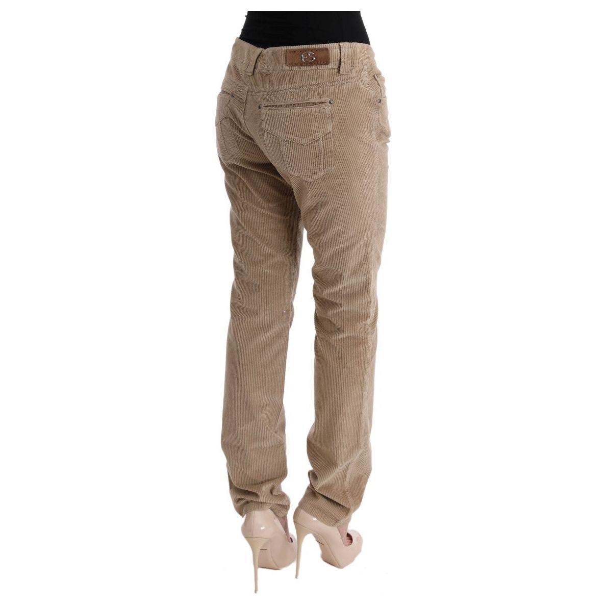 Ermanno Scervino Beige Cotton Velvet Regular Fit Pants
