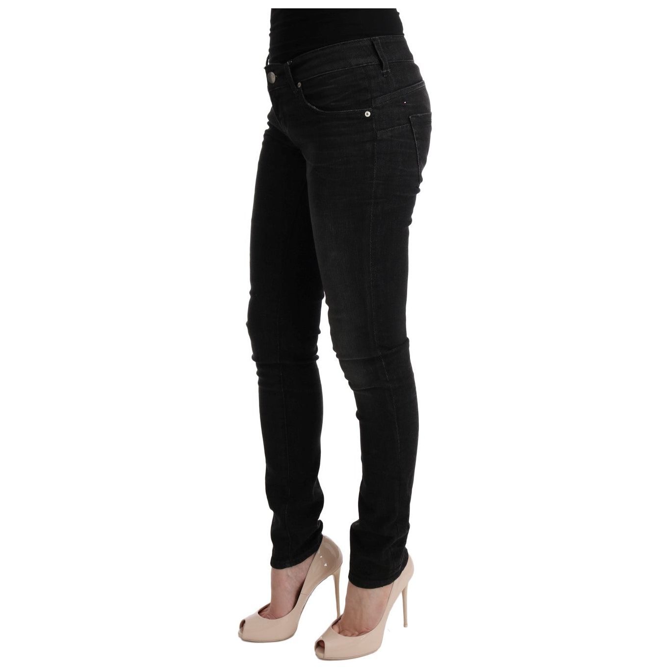 Chic Slim Fit Black Cotton Jeans