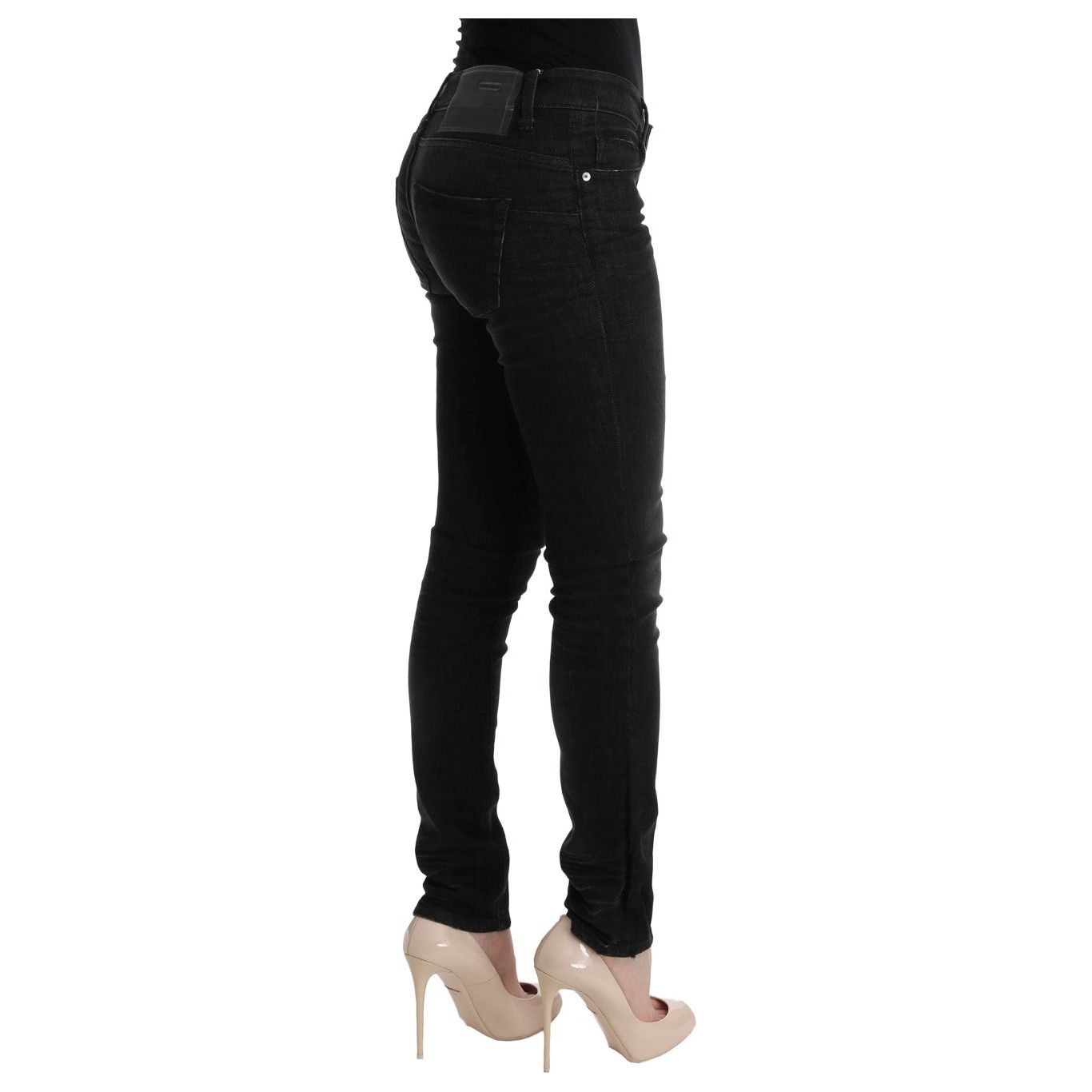 Chic Slim Fit Black Cotton Jeans