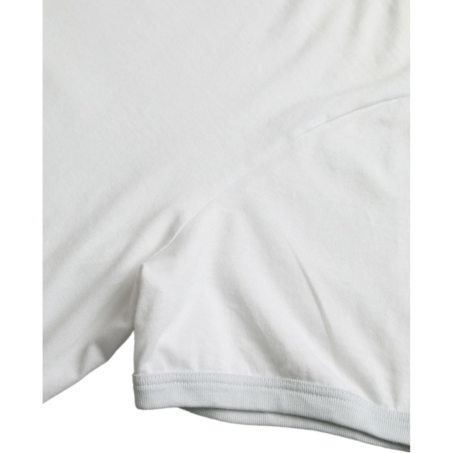 White Cotton Round Neck Short Sleeve T-shirt