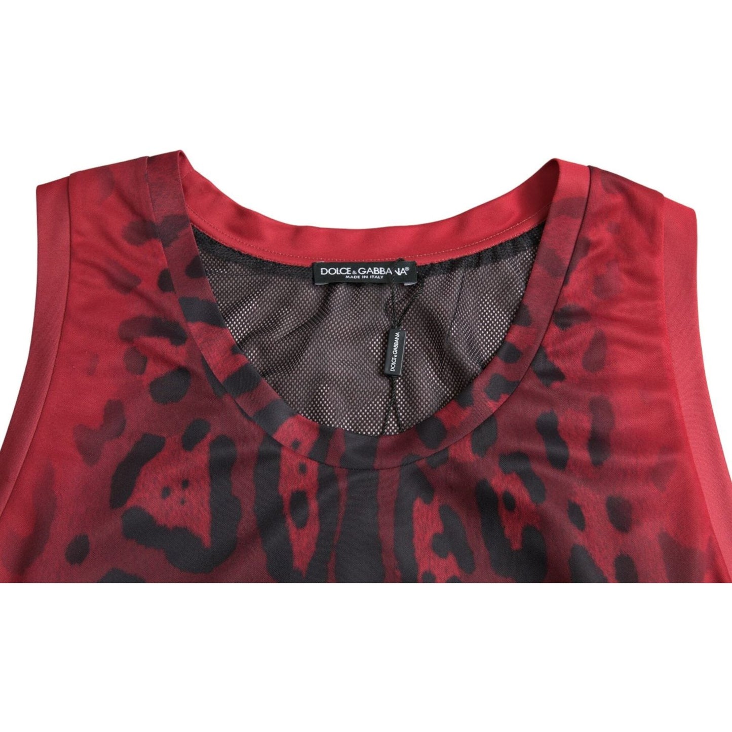 Red Leopard Print Sleeveless Men Tank T-shirt