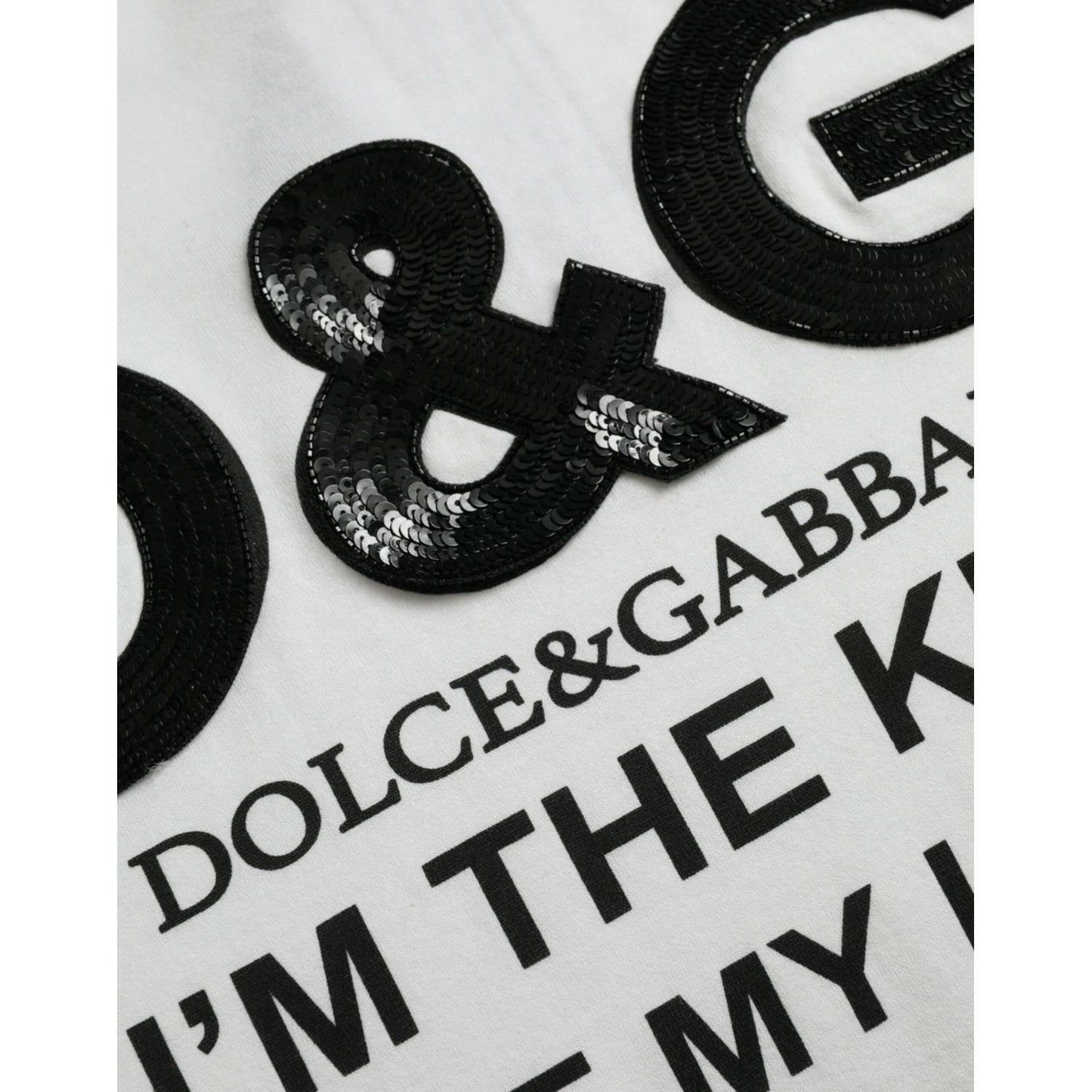 White D&G King Print Cotton Crewneck T-shirt