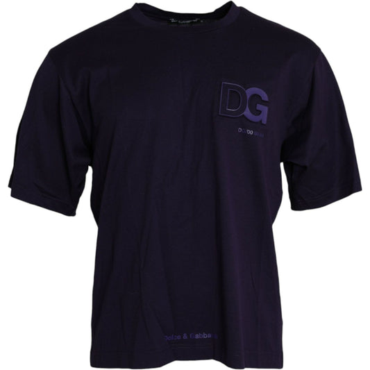 Purple Logo Patch Short Sleeve Cotton T-shirt