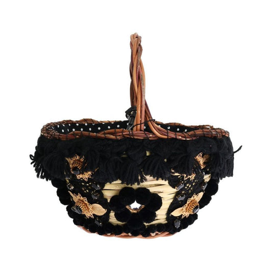 Dolce & Gabbana | Chic Beige & Black Straw Snakeskin Bucket Bag| McRichard Designer Brands   
