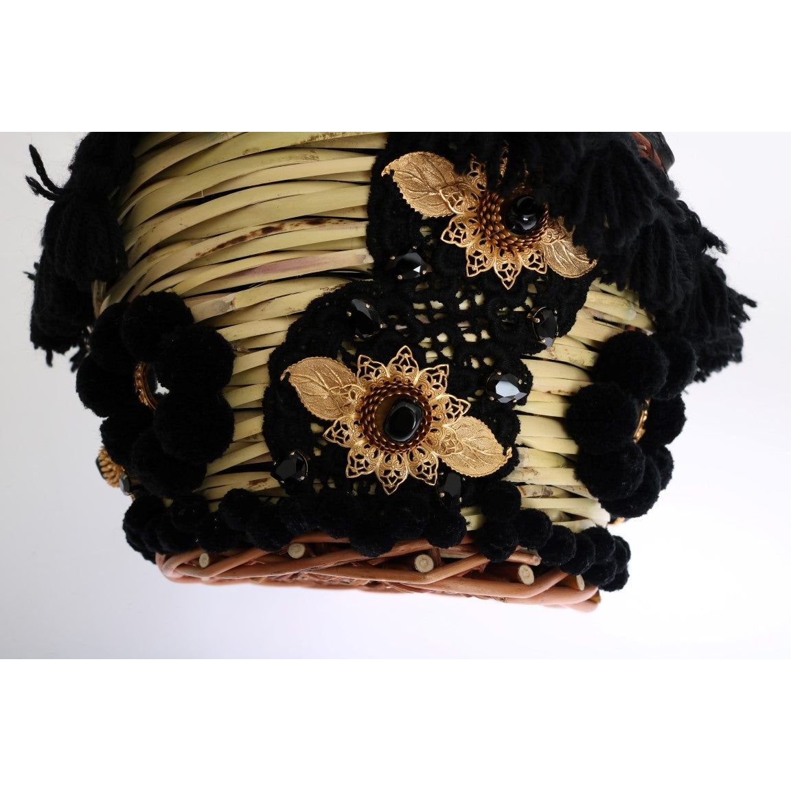 Dolce & Gabbana | Chic Beige & Black Straw Snakeskin Bucket Bag| McRichard Designer Brands   