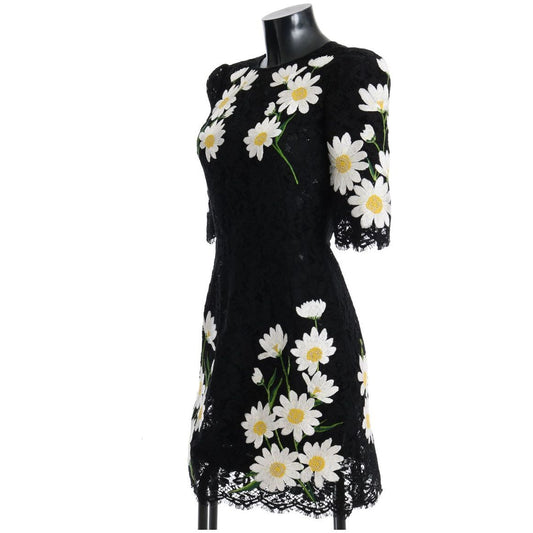 Black Floral Lace Chamomile Embroidered Dress