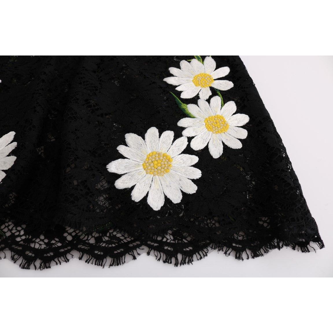 Black Floral Lace Chamomile Embroidered Dress