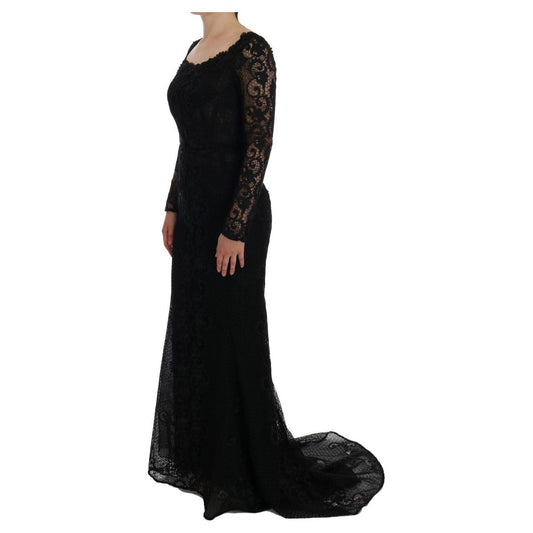 Elegant Full Length Black Sheath Maxi Dress