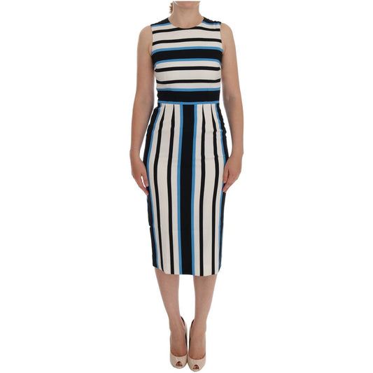 Chic Striped Silk Sheath Dress