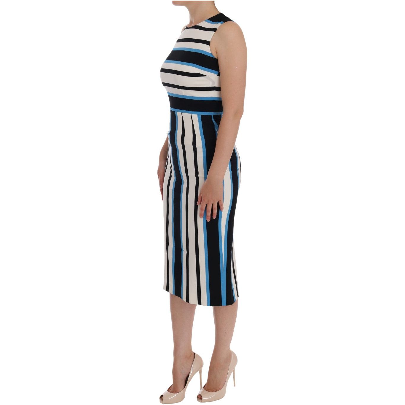 Chic Striped Silk Sheath Dress