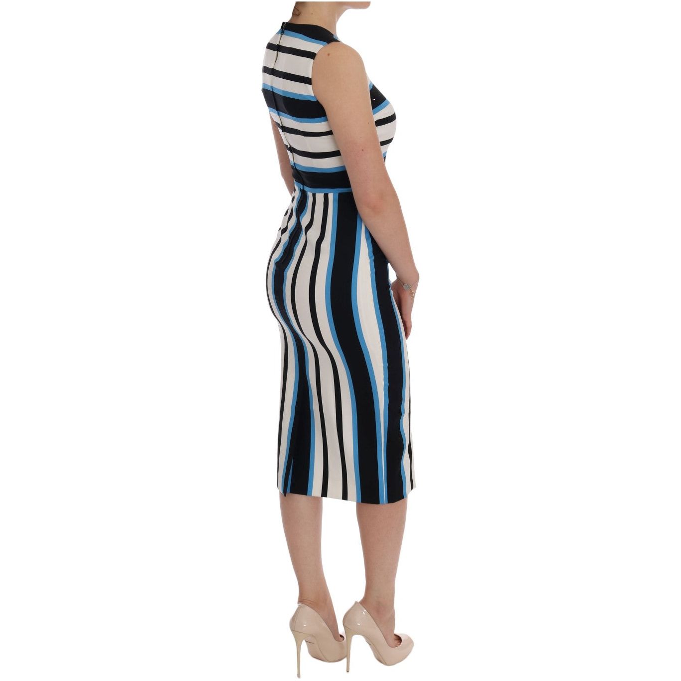 Chic Striped Silk Sheath Dress