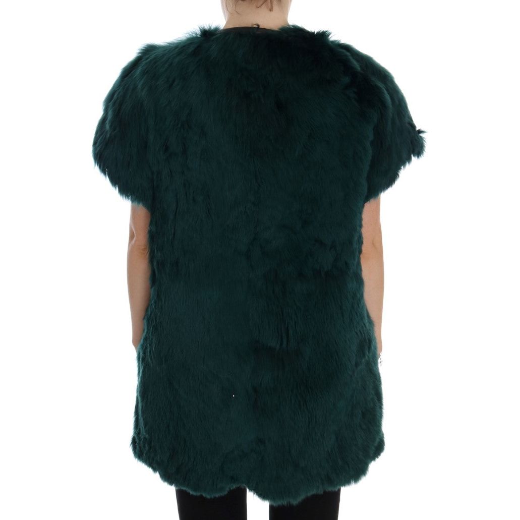 Dolce & Gabbana Exquisite Green Alpaca Fur Long Vest Coats & Jackets green-alpaca-fur-vest-sleeveless-jacket