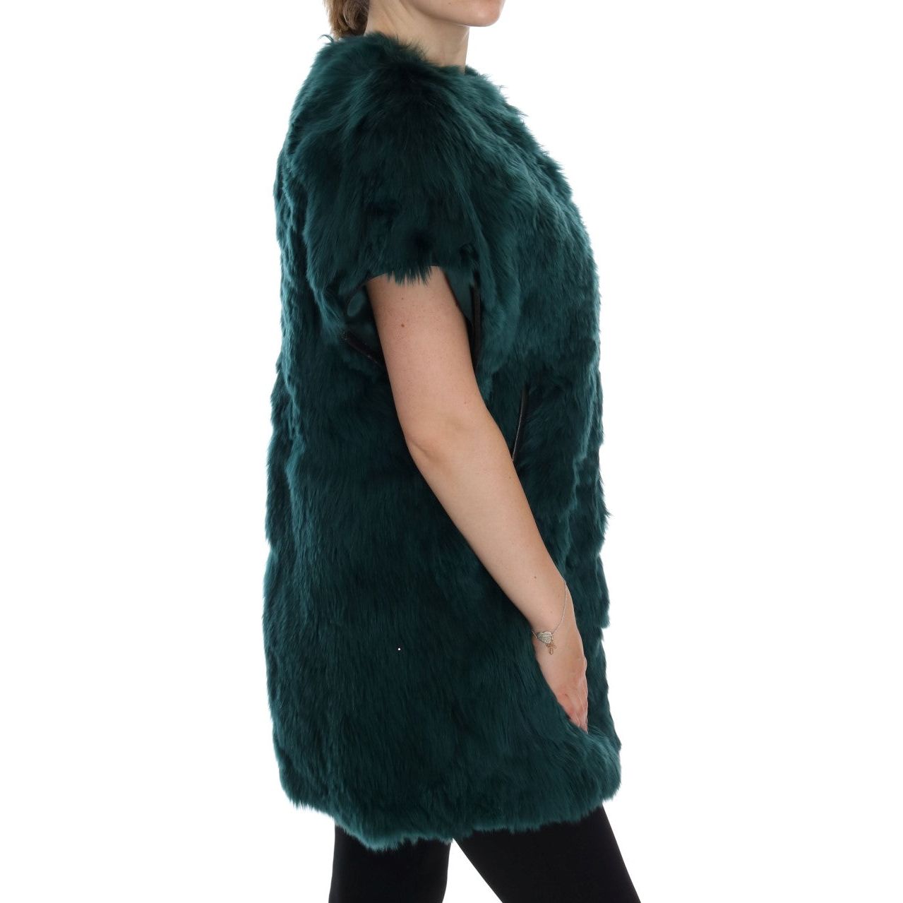 Dolce & Gabbana Exquisite Green Alpaca Fur Long Vest Coats & Jackets green-alpaca-fur-vest-sleeveless-jacket