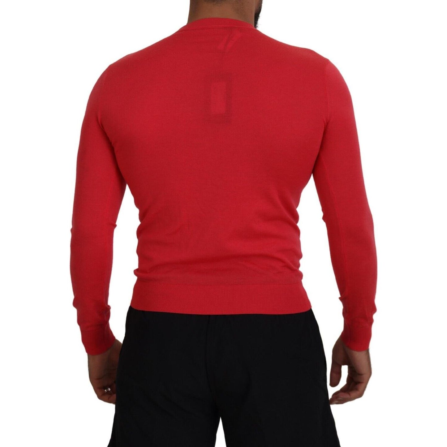 Red Wool Long Sleeves Crewneck Pullover Sweater