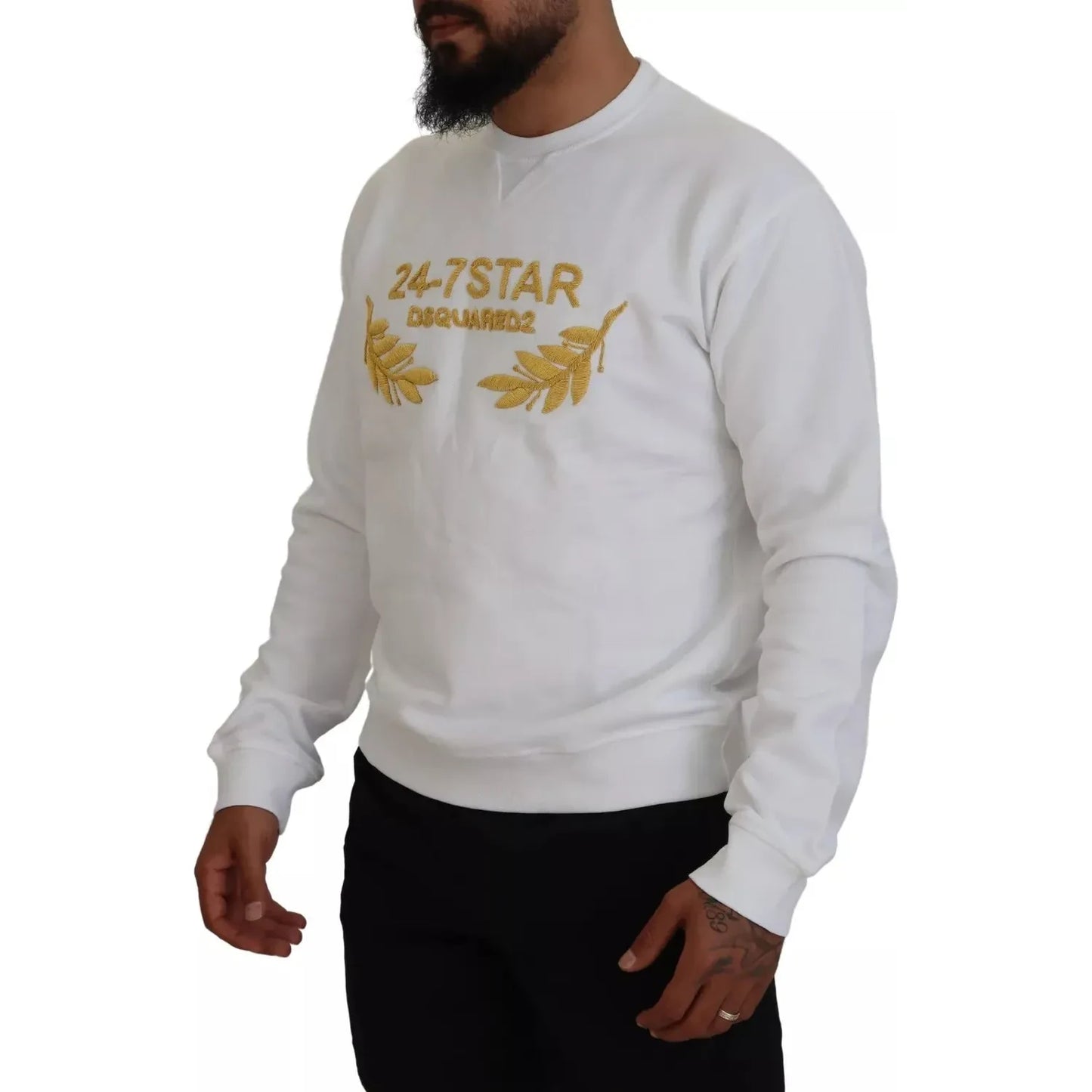 White Embroidered Crewneck Sweatshirt Sweater