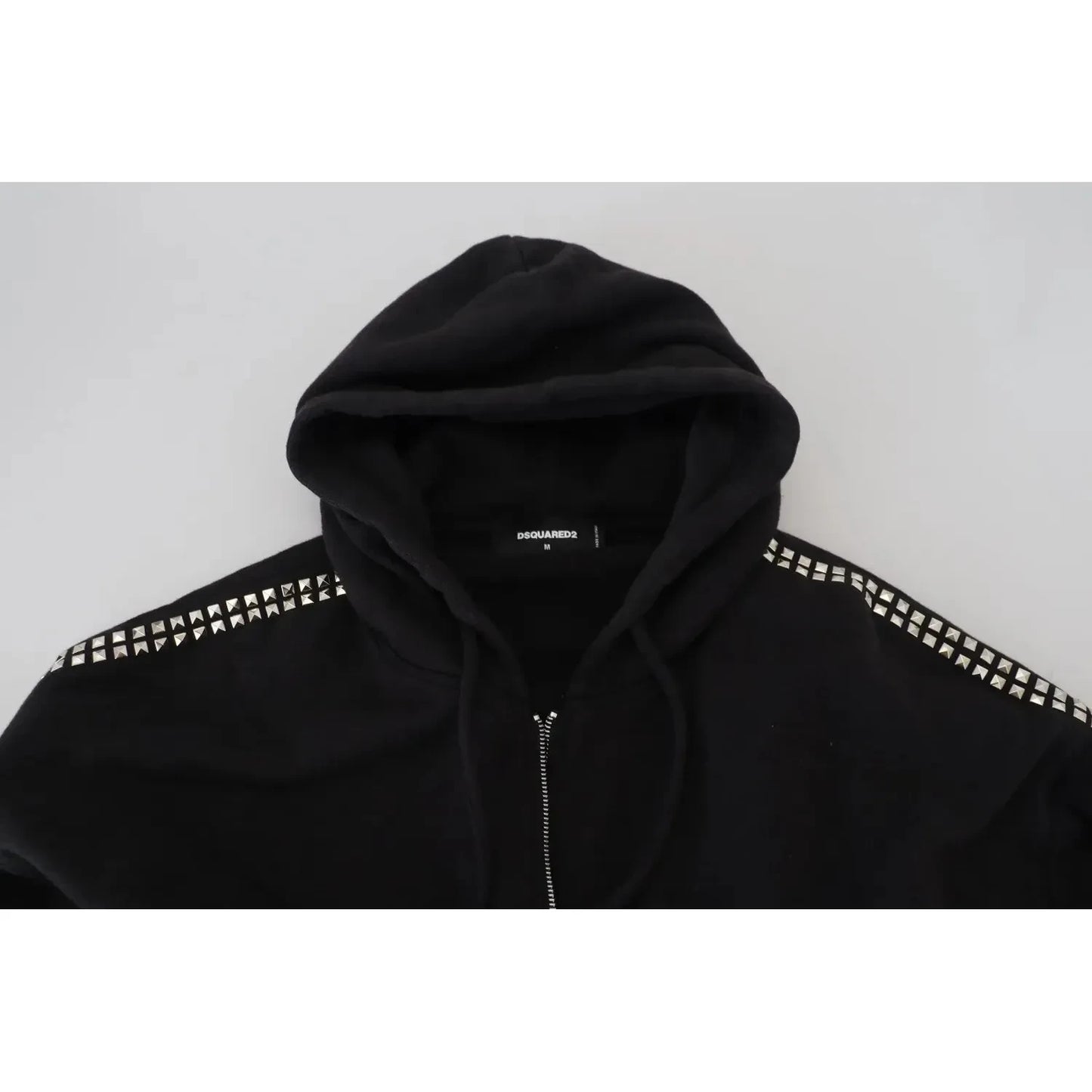 Black Embellished Full Zip Hooded Sweater