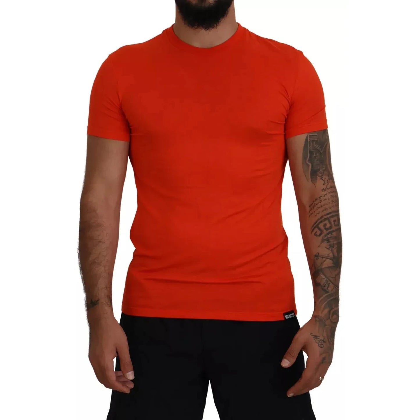 Orange Modal Short Sleeves Crewneck T-shirt