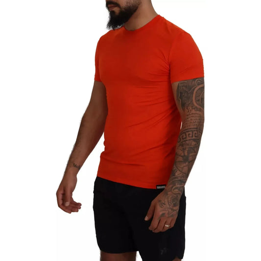 Orange Modal Short Sleeves Crewneck T-shirt