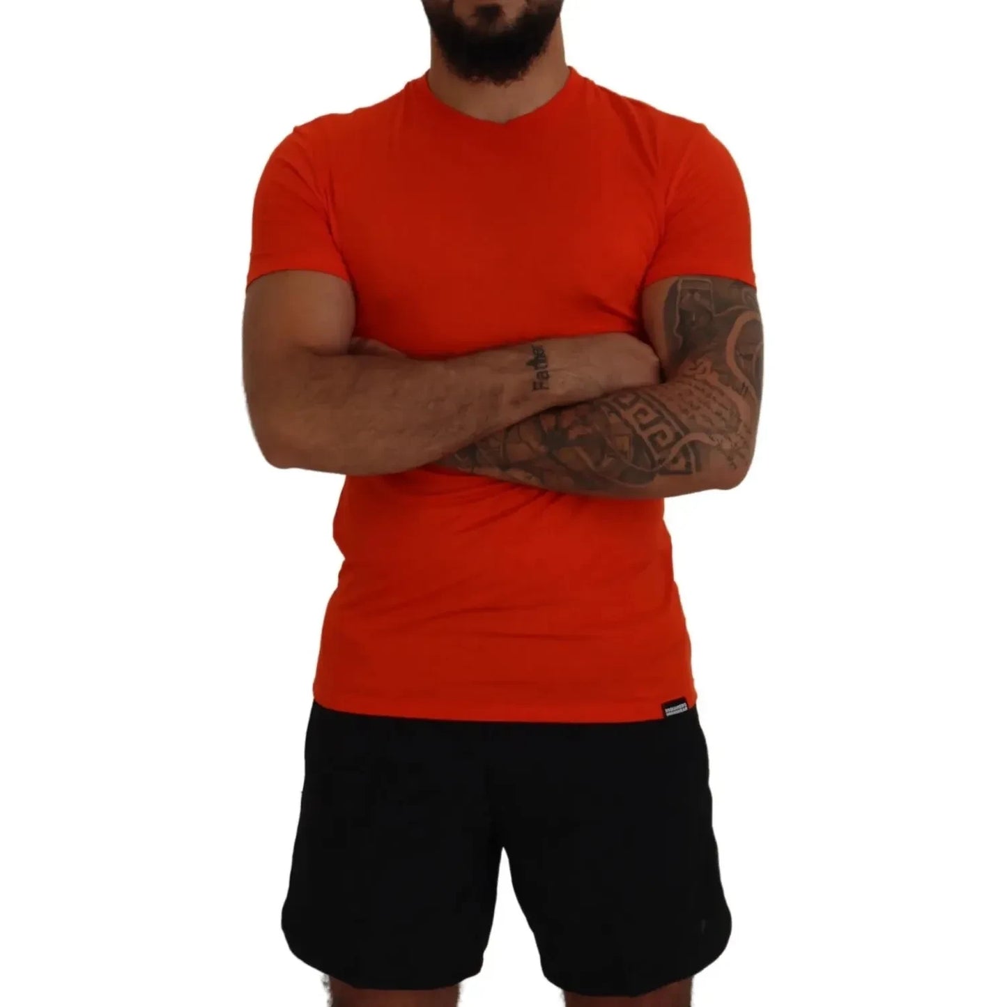 Orange Modal Short Sleeves Crewneck T-shirt