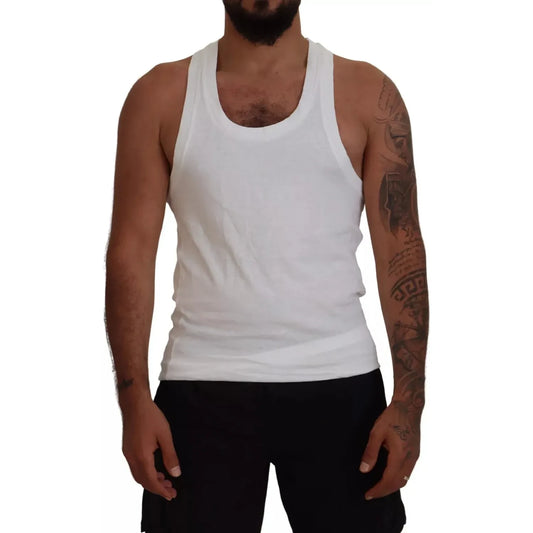 White Cotton Linen Sleeveless Tank T-shirt