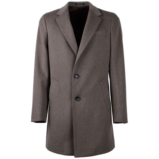 Made in Italy Elegant Virgin Wool Men's Brown Coat Made in Italy