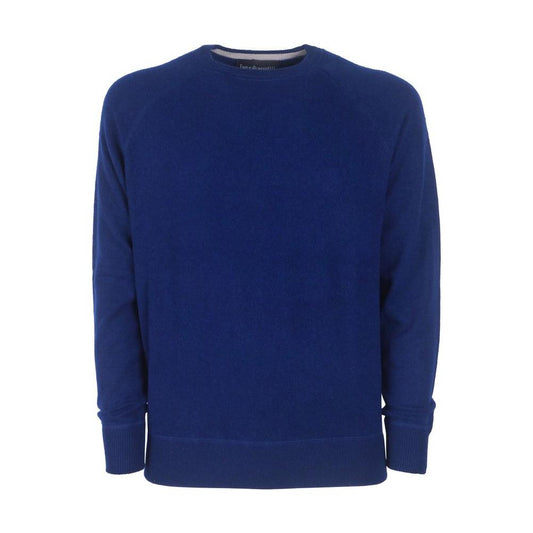 Navy Blue Cashmere Crew Neck Sweater - Slim Fit Emilio Romanelli