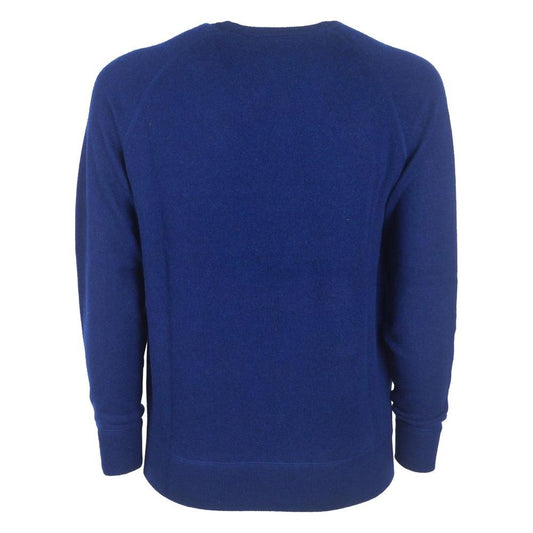 Navy Blue Cashmere Crew Neck Sweater - Slim Fit Emilio Romanelli