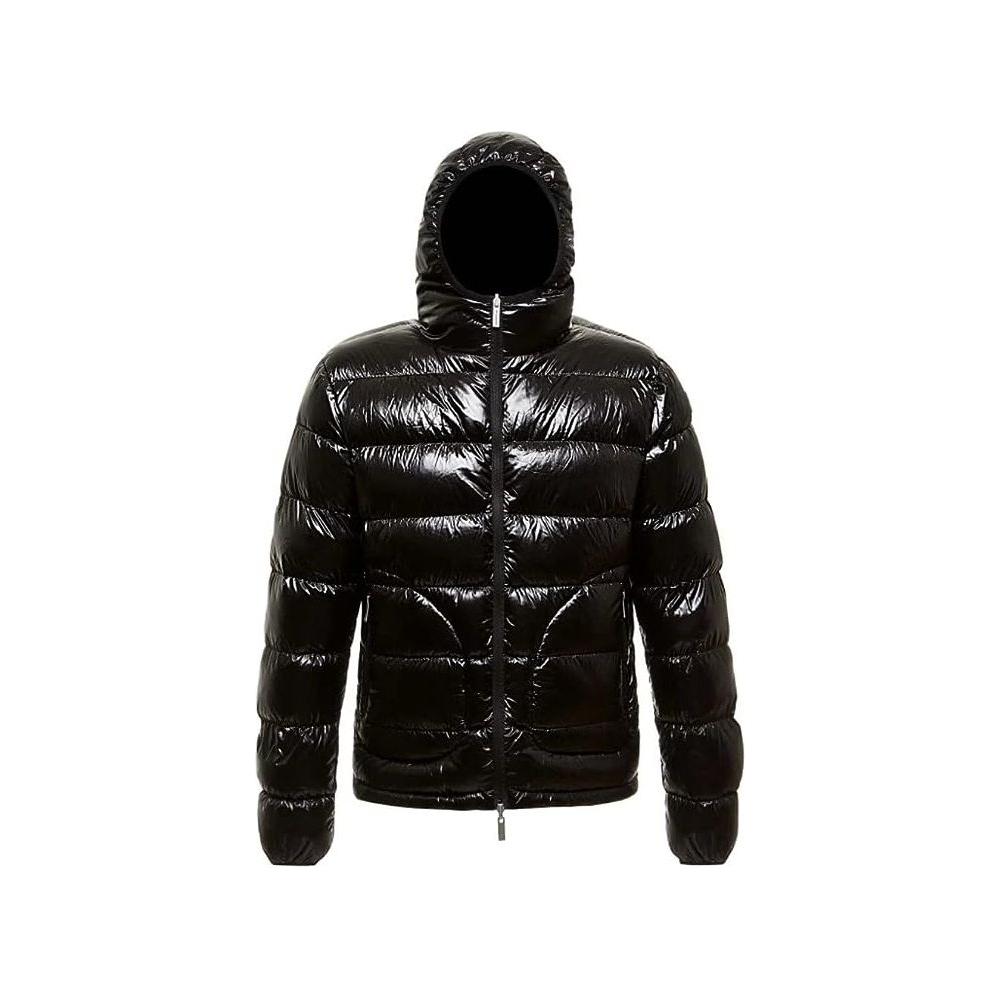 Reversible Hooded Down Jacket in Brown and Black