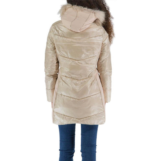 Chic Beige Padded Hooded Jacket