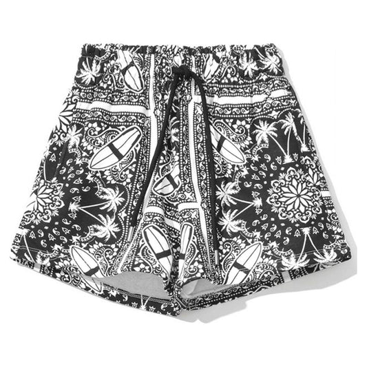 Chic Monochrome Palms Cotton Shorts Comme Des Fuckdown