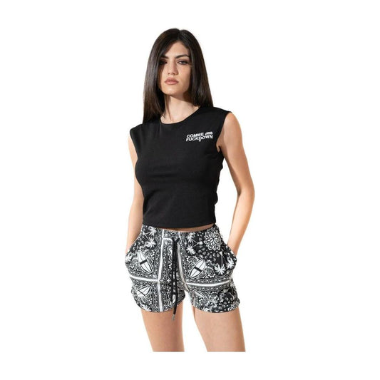 Chic Monochrome Palms Cotton Shorts Comme Des Fuckdown