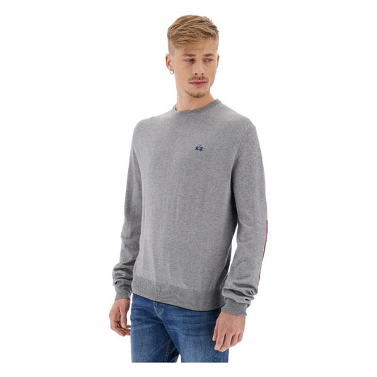 Embroidered Logo Cotton Crew Neck Sweater