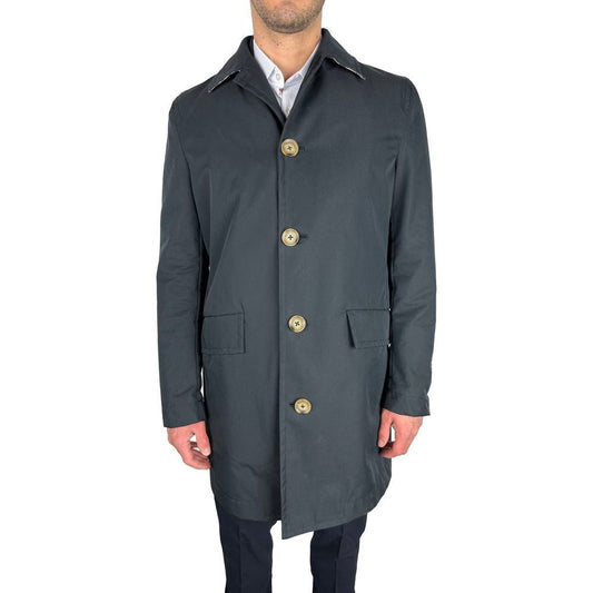 Elegant Navy Blue Single-Breasted Trench Coat