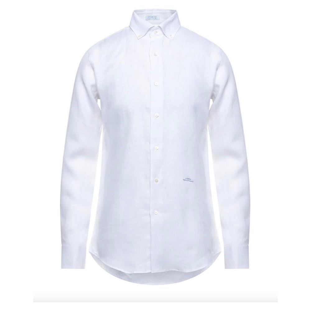 Elegant White Linen Long Sleeve Shirt